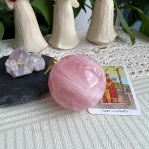 Natural Rose Quartz Sphere Polished Pink Crystal Ball becky's charms