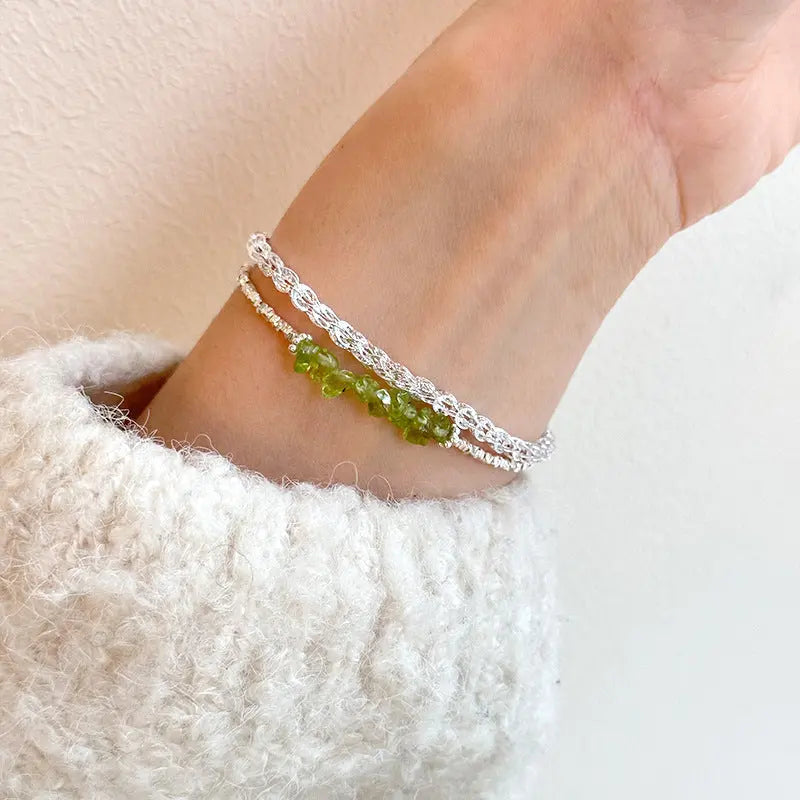 925 Sterling Silver Green Peridot Stacking Bracelet becky's charms