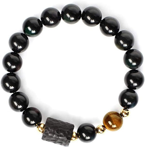 Black Obsidian Tiger's Eye Ebony Beaded Bracelet-Protection Bracelet becky's charms