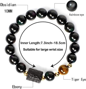 Black Obsidian Tiger's Eye Ebony Beaded Bracelet-Protection Bracelet becky's charms