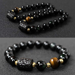 Black Obsidian Tiger's Eye Ebony Beaded Bracelet-Protection Bracelet becky's charms