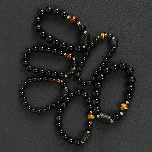 Black Obsidian Tiger's Eye Ebony Beaded Bracelet-Protection Bracelet becky's charms