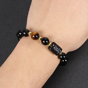 Black Obsidian Tiger's Eye Ebony Beaded Bracelet-Protection Bracelet becky's charms