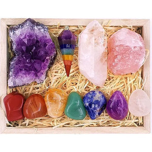 Natural Crystals and Healing Stones Kit - The Essential Chakra Healing Crystal Set