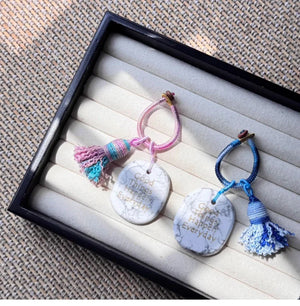 White Pine Stone Woven Car and Bag Hanger - Good Things Happen Every Day