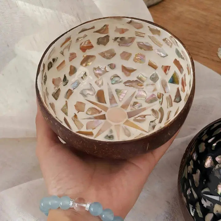 Hexagram Shell Coconut Bowl: Natural Crystal Holder becky's charms