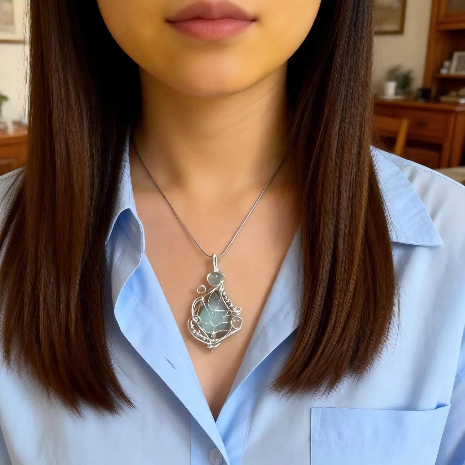 handcrafted high quality Labradorite Tree of Life Pendant with 925 Silver Necklace