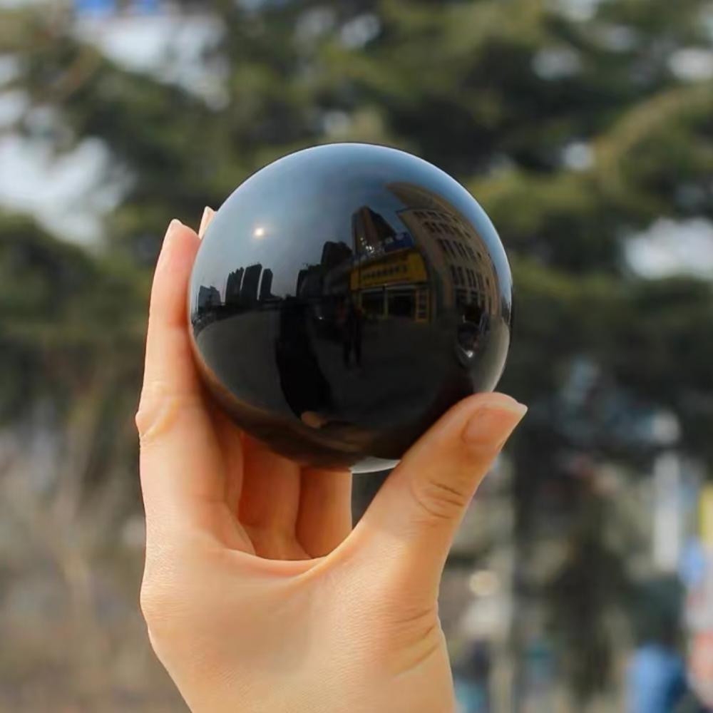 Natural Black Obsidian Sphere Polished Crystal Ball Decor