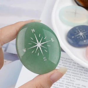 Natural Crystal Compass Star Healing Palm Stone becky's charms