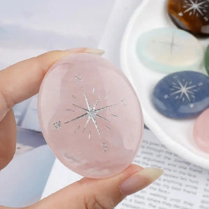 Natural Crystal Compass Star Healing Palm Stone becky's charms