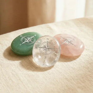 Natural Crystal Compass Star Healing Palm Stone becky's charms