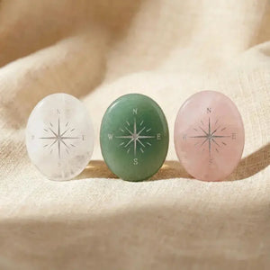 Natural Crystal Compass Star Healing Palm Stone becky's charms