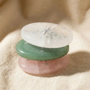 Natural Crystal Compass Star Healing Palm Stone becky's charms