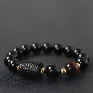 Black Obsidian Tiger's Eye Ebony Beaded Bracelet-Protection Bracelet becky's charms