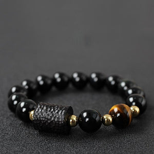 Black Obsidian Tiger's Eye Ebony Beaded Bracelet-Protection Bracelet becky's charms