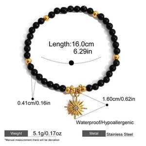 Vintage Tiger Eye Four-Point Star Beaded Bracelet in 18K Gold Stainless Steel becky's charms