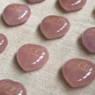 Pink rose quartz hearts engraved with 777 make a wish, healing crystals for love and spiritual growth