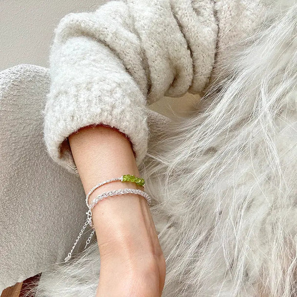 925 Sterling Silver Green Peridot Stacking Bracelet becky's charms