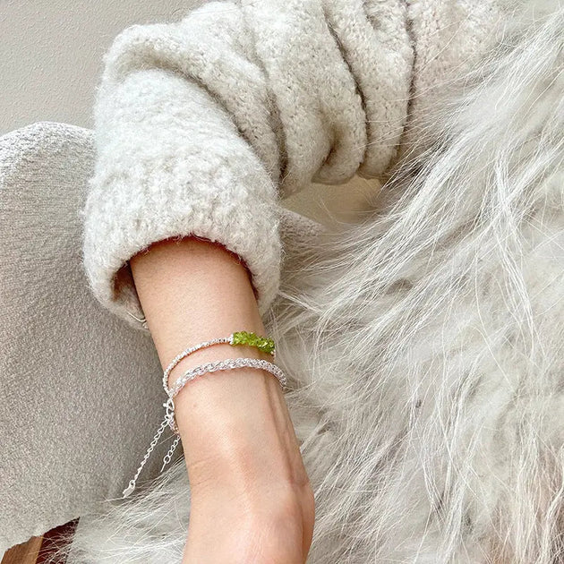 925 Sterling Silver Green Peridot Stacking Bracelet becky's charms
