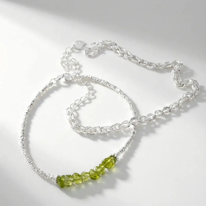 925 Sterling Silver Green Peridot Stacking Bracelet becky's charms