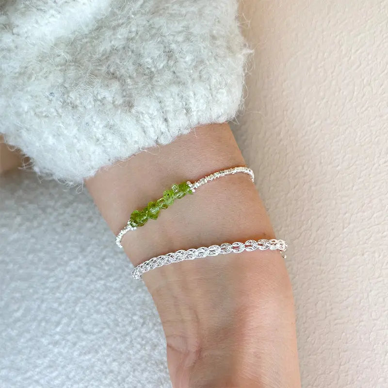 925 Sterling Silver Green Peridot Stacking Bracelet becky's charms