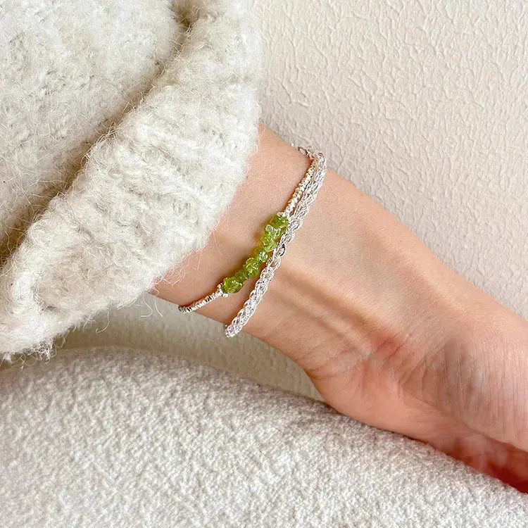 925 Sterling Silver Green Peridot Stacking Bracelet becky's charms