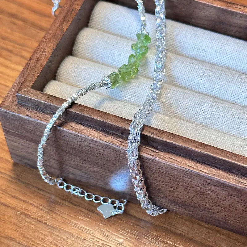 925 Sterling Silver Green Peridot Stacking Bracelet becky's charms
