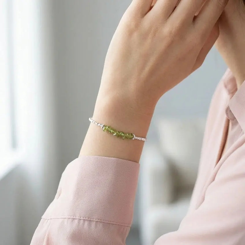 925 Sterling Silver Green Peridot Stacking Bracelet becky's charms