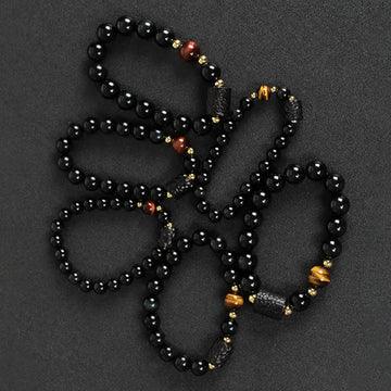 Black Obsidian Tiger's Eye Ebony Beaded Bracelet-Protection Bracelet becky's charms