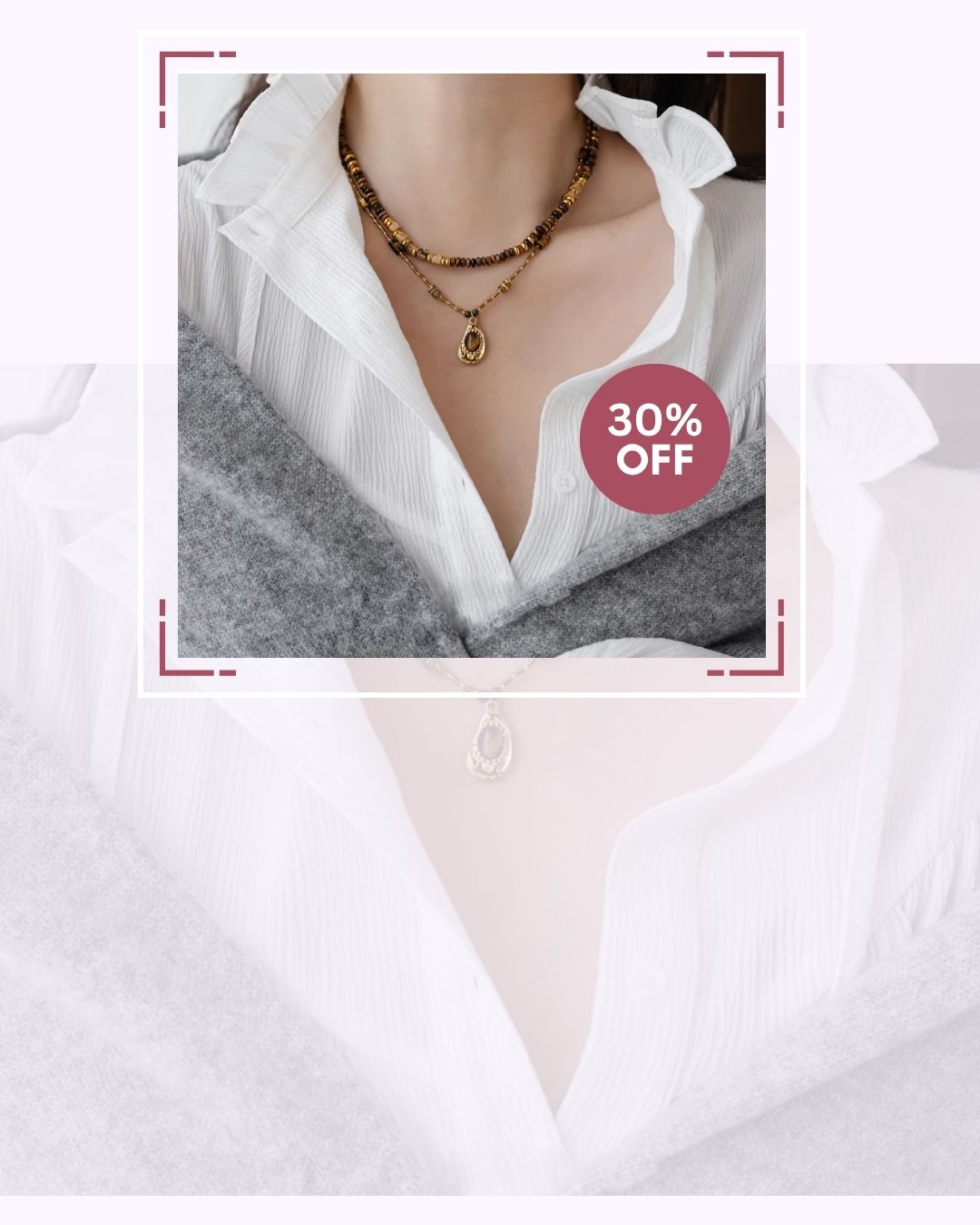 Layered tiger eye crystal necklace with gold pendant, 30% off healing gemstone jewelry