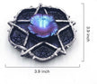 Iridescent flower crystal holder with pentagram design, 3.9 inch, for spiritual decor and crystal healing