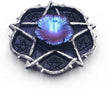 Purple iridescent flower on pentacle altar tray for spiritual healing and protection crystals