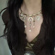 Boho sun moon shell necklace with crystal charms, handmade gemstone jewelry for spiritual energy and protection