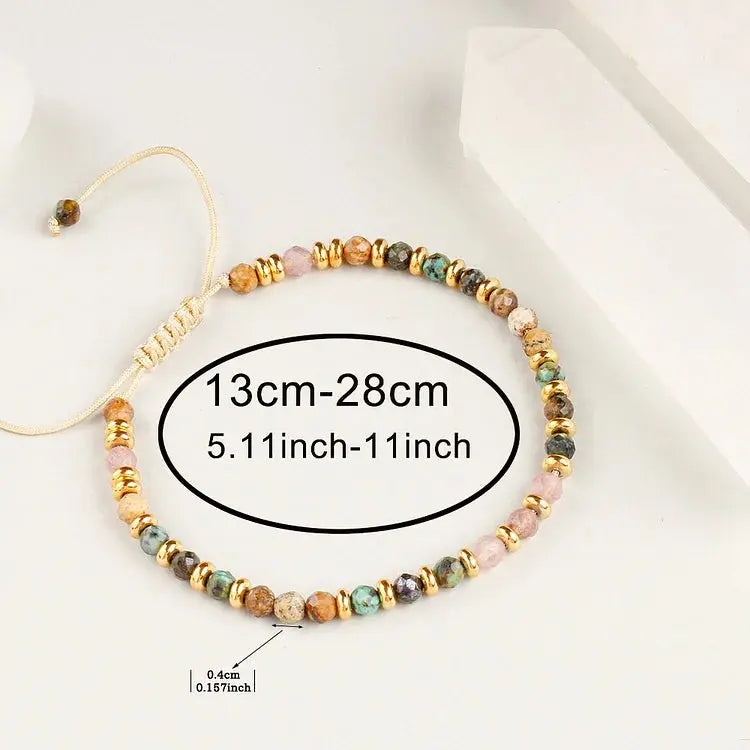 Handmade Braided Bracelet with Strawberry Quartz Faceted beads becky's charms