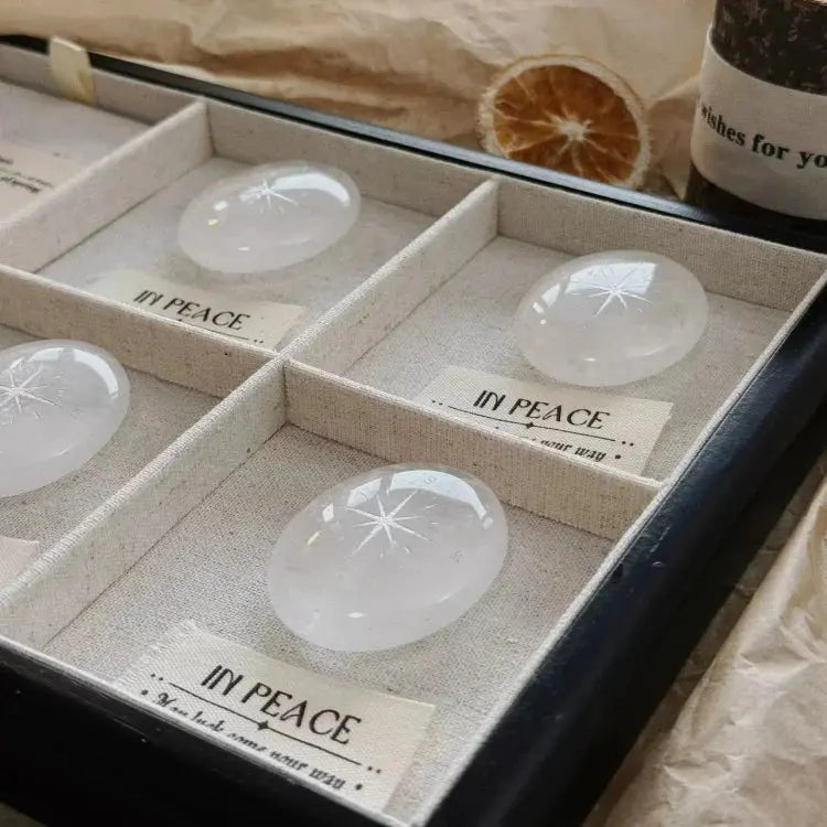 Natural Crystal Compass Star Healing Palm Stone becky's charms
