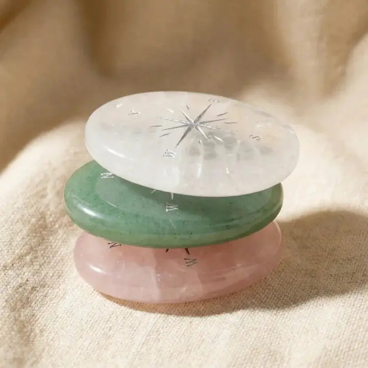 Natural Crystal Compass Star Healing Palm Stone becky's charms