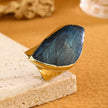 Labradorite gemstone ring with gold setting, healing crystal jewelry for spiritual growth and protection