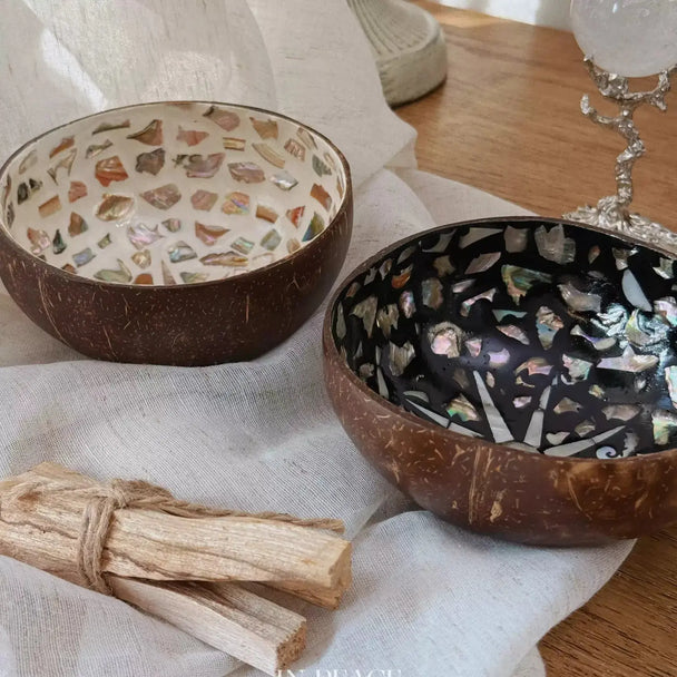 Hexagram Shell Coconut Bowl: Natural Crystal Holder becky's charms