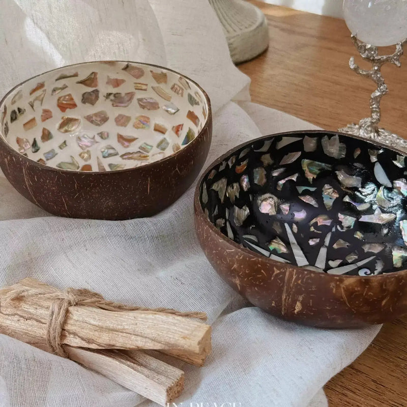 Hexagram Shell Coconut Bowl: Natural Crystal Holder becky's charms