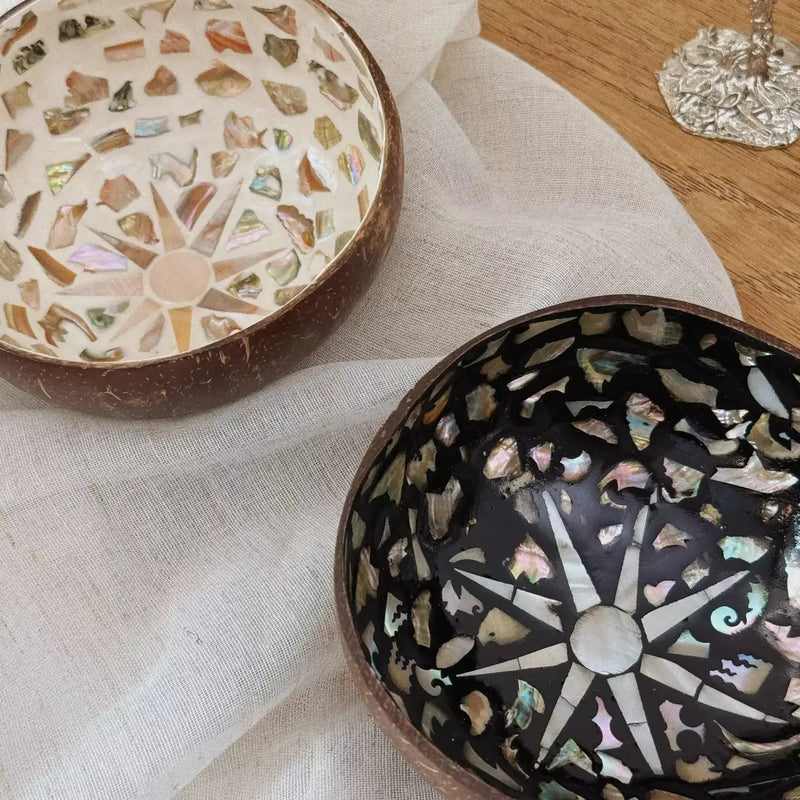Hexagram Shell Coconut Bowl: Natural Crystal Holder becky's charms