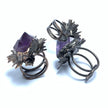 Handmade amethyst crystal rings with wire-wrapped design, spiritual jewelry for healing and protection