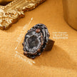 Adjustable black agate ring with copper accents, healing crystal jewelry for spiritual growth and protection