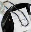 Lapis lazuli cube necklace with gold beads, healing crystal jewelry for spiritual growth and protection