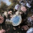 Handmade opal pendant in silver wire wrap, healing crystal jewelry for spiritual growth and protection