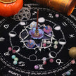 Pentagram incense holder with crystals, dice, and zodiac mat for spiritual rituals and chakra healing
