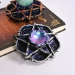 Pentacle crystal holder with iridescent flower center, ideal for healing crystals and spiritual decor