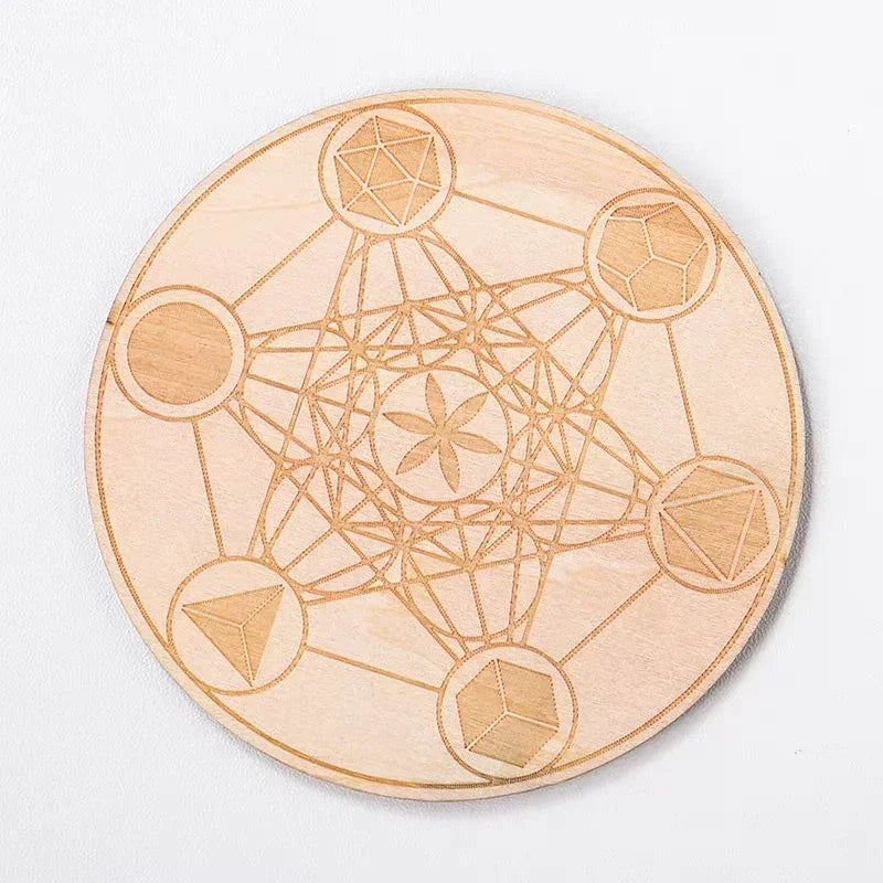 Natural Seven Star Crystal Ornament with Wooden Plate Set