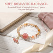 Strawberry quartz gemstone bracelet with pink paw charm, soft romantic radiance for daily wear