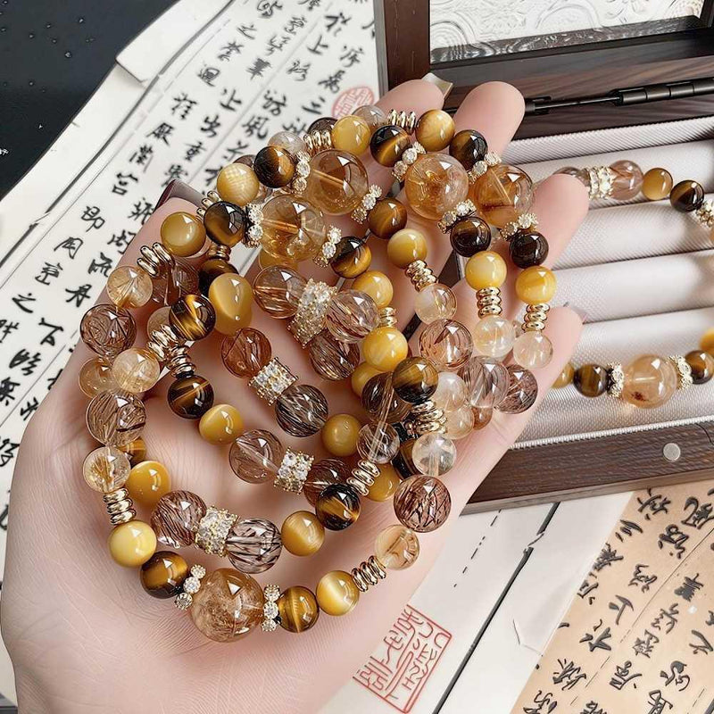 Wealth-Attracting Crystal Bracelet: Citrine, Super Seven & Tiger Eye becky's charms