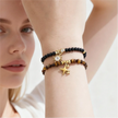 Vintage Tiger Eye Four-Point Star Beaded Bracelet in 18K Gold Stainless Steel becky's charms